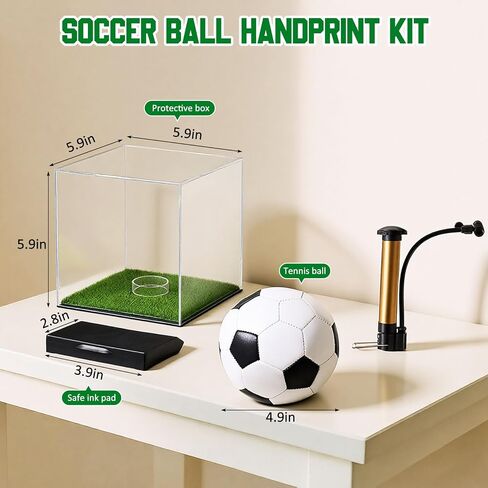Soulchen Baby Soccer Ball Hand and Footprints Kit with Ink Pad - Newborn Footprint Keepsake for Baby Shower Favors, New Dad Gifts, Rookie of The Year First Birthday Present in Saudi Arabia