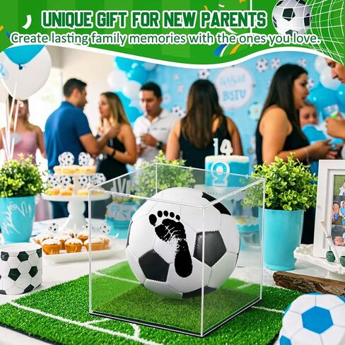 Soulchen Baby Soccer Ball Hand and Footprints Kit with Ink Pad - Newborn Footprint Keepsake for Baby Shower Favors, New Dad Gifts, Rookie of The Year First Birthday Present in Saudi Arabia