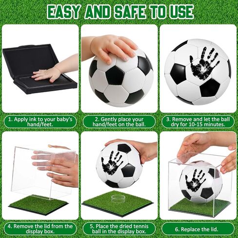 Soulchen Baby Soccer Ball Hand and Footprints Kit with Ink Pad - Newborn Footprint Keepsake for Baby Shower Favors, New Dad Gifts, Rookie of The Year First Birthday Present in Saudi Arabia