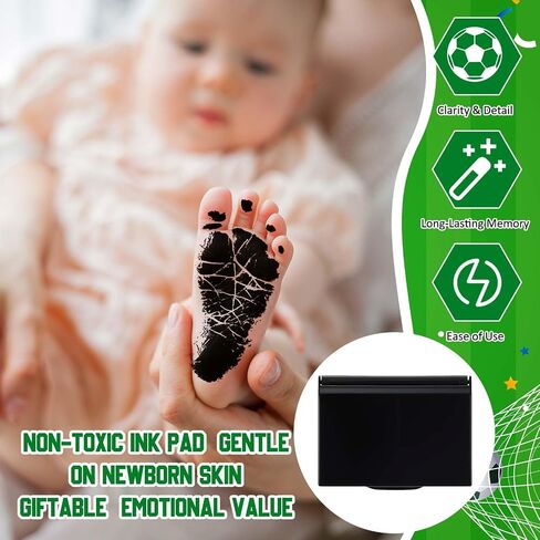 Soulchen Baby Soccer Ball Hand and Footprints Kit with Ink Pad - Newborn Footprint Keepsake for Baby Shower Favors, New Dad Gifts, Rookie of The Year First Birthday Present in Saudi Arabia