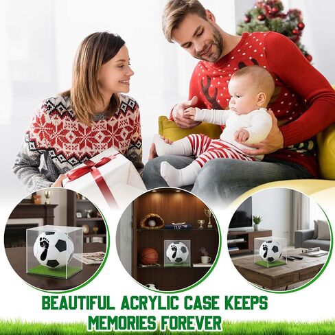 Soulchen Baby Soccer Ball Hand and Footprints Kit with Ink Pad - Newborn Footprint Keepsake for Baby Shower Favors, New Dad Gifts, Rookie of The Year First Birthday Present in Saudi Arabia
