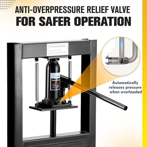 6 T Hydraulic Press, H-Frame Adjustable Garage Floor Shop Press with Plates for Metal Bending, Straightening, Bearing Removal, Automotive Repair & Garage Use, Black in Saudi Arabia