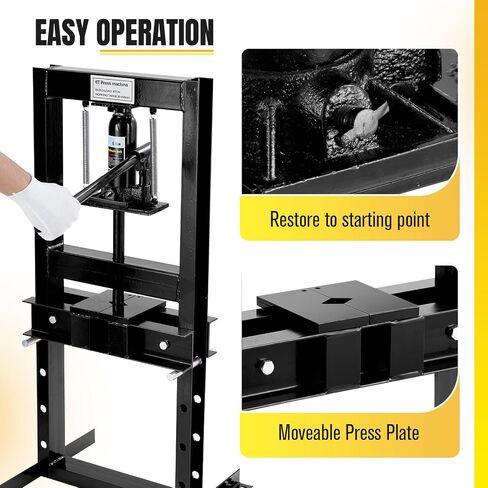 6 T Hydraulic Press, H-Frame Adjustable Garage Floor Shop Press with Plates for Metal Bending, Straightening, Bearing Removal, Automotive Repair & Garage Use, Black in Saudi Arabia