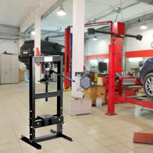 6 T Hydraulic Press, H-Frame Adjustable Garage Floor Shop Press with Plates for Metal Bending, Straightening, Bearing Removal, Automotive Repair & Garage Use, Black in Saudi Arabia