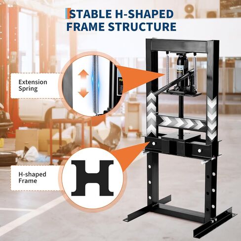 6 T Hydraulic Press, H-Frame Adjustable Garage Floor Shop Press with Plates for Metal Bending, Straightening, Bearing Removal, Automotive Repair & Garage Use, Black in Saudi Arabia
