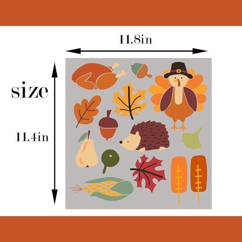 6 Sheets Thanksgiving Window Clings Cartoon Turkey Maple Leaf Pumpkin Truck Window Decals Fall Window Stickers for Autumn Thanksgiving Harvest Home Classroom Office Party Supplies in Saudi Arabia