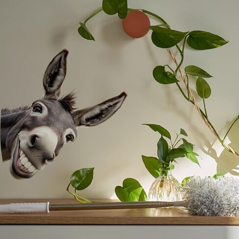 Funny Donkey & Giraffe Window Clings - Reusable Animal Stickers for Glass, Creative Wall Decals, Easy to Apply & Remove, Home Decor Stickers for Kids Room & Living Room (Art Deco, Donkey Head) in Saudi Arabia
