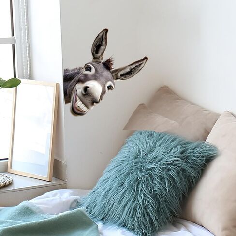 Funny Donkey & Giraffe Window Clings - Reusable Animal Stickers for Glass, Creative Wall Decals, Easy to Apply & Remove, Home Decor Stickers for Kids Room & Living Room (Art Deco, Donkey Head) in Saudi Arabia