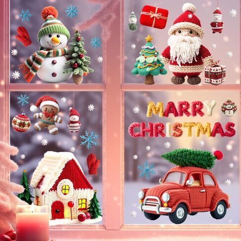 9 Sheets Christmas Cats Window Clings Reusable Kitty Animal Xmas Tree Window Decals Double Side Printed Window Stickers Glass Door Home Party Supplies Showcase Decoration in Saudi Arabia