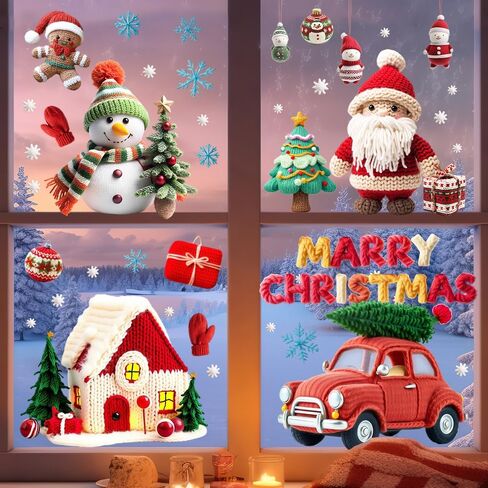 9 Sheets Christmas Cats Window Clings Reusable Kitty Animal Xmas Tree Window Decals Double Side Printed Window Stickers Glass Door Home Party Supplies Showcase Decoration in Saudi Arabia