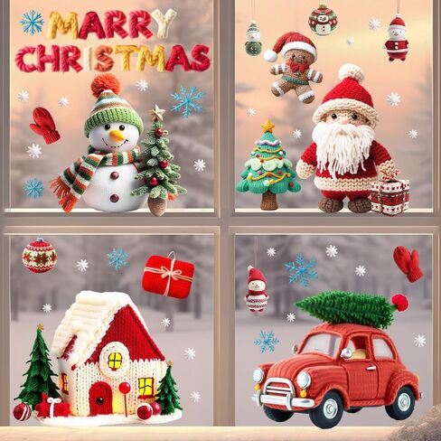 9 Sheets Christmas Cats Window Clings Reusable Kitty Animal Xmas Tree Window Decals Double Side Printed Window Stickers Glass Door Home Party Supplies Showcase Decoration in Saudi Arabia