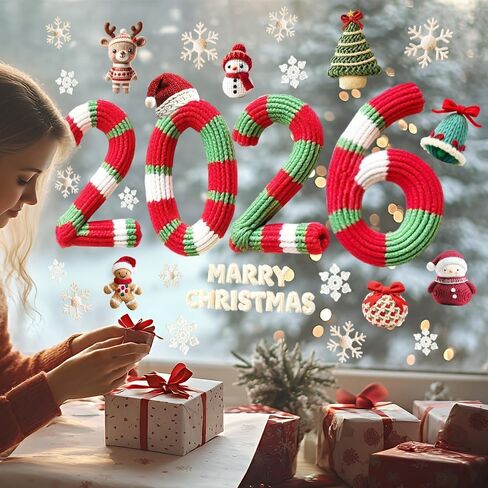 9 Sheets Christmas Cats Window Clings Reusable Kitty Animal Xmas Tree Window Decals Double Side Printed Window Stickers Glass Door Home Party Supplies Showcase Decoration in Saudi Arabia