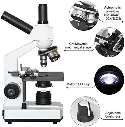مجموعة المجهر 40X-1600X المجهر المركب 5.0MP USB كاميرا رقمية عدسة المجهر محولات (فقط المجهر 1600X) (كاميرا المجهر 1600X) in Saudi Arabia