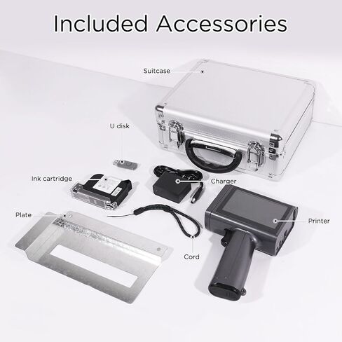 Handheld Inkjet Printer with 42ml Quick-Drying Ink Cartridge for Text/Date/Barcode/Logo, Metal Body, 4.3" Touch Screen, Print Height 0.08"-0.5", Portable Industrial Coding Machine ZM-C120L in Saudi Arabia