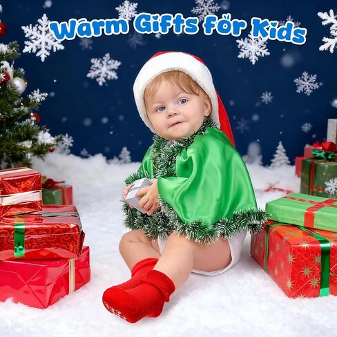 24 Pairs Baby Non Slip Socks with Grips 1-3 Years Kids Unisex Warm Thick Cotton Ankle Crew Socks for Girls and Boys in Saudi Arabia