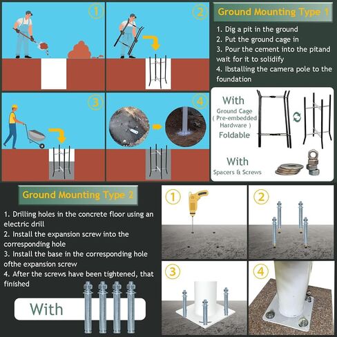 Dome Camera Surveillance Pole and Bracket Stand Kit for Home Security,Adjustable Height for Various Cameras (H 400cm/13ft(2 Sections)) in Saudi Arabia