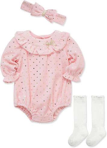 Little Me Clothes for Baby Girls' Bubble Set, Matching Romper, Headband, and Socks, 3 Months to 12 Months in Saudi Arabia