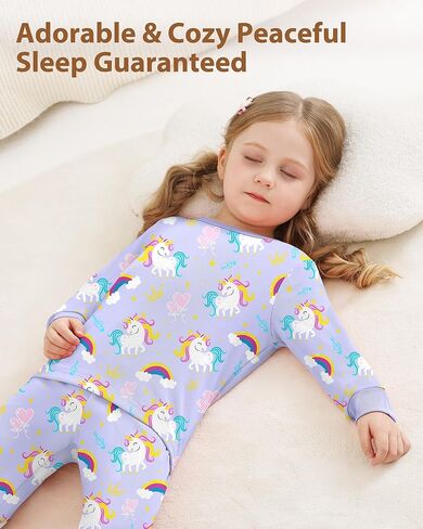 Mikrdoo طقم بيجامات للفتيات الصغيرات مكون من قطعتين بأكمام طويلة ملابس نوم ناعمة قابلة للتمدد للأطفال من عمر 12 شهرًا إلى 7 سنوات in Kuwait