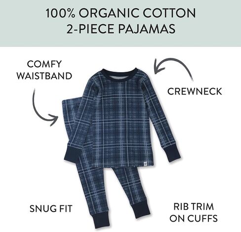 HonestBaby 4 Piece Pajamas Sleepwear Pjs 100% Organic Cotton for Infant Baby and Toddler Boys, Girls, Unisex in Saudi Arabia