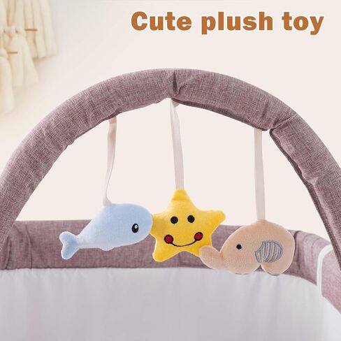 3 in 1 Baby Bassinet, Rocking Bassinets Bedside Sleeper with Comfy Mattress and Wheels, Height Adjustable Easy Folding Portable Bedside Crib for Newborn Infant,Deep Khaki in Saudi Arabia