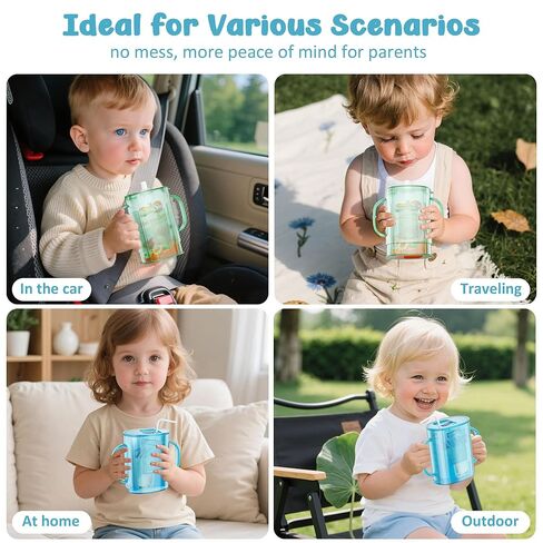 حامل أكياس مكون من قطعتين بدون ضغط لأكياس الطعام وصناديق المشروبات، حامل أكياس أطفال بارتفاع قابل للتعديل مع مقبض سهل الإمساك يسمح للطفل بالتغذية الذاتية وتجنب الفوضى ومستلزمات الأطفال الأساسية القابلة لإعادة الاستخدام in Kuwait