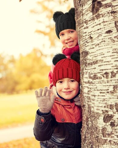 قبعة صغيرة مبطنة بالساتان للأطفال قبعة شتوية للأطفال الأولاد والبنات قبعة دافئة للأطفال مع آذان بوم بوم مزدوجة من 1 إلى 7 سنوات in Kuwait