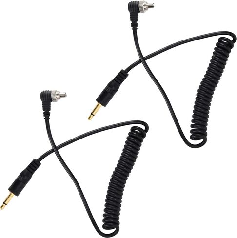 Keenso Fast Response Camera Flash Cable with Reinforced Screw Lock, 2pcs Flash PC Coiled Sync Cord, Suitable for Most Cameras in Saudi Arabia