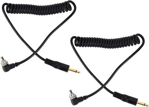 Keenso Fast Response Camera Flash Cable with Reinforced Screw Lock, 2pcs Flash PC Coiled Sync Cord, Suitable for Most Cameras in Saudi Arabia