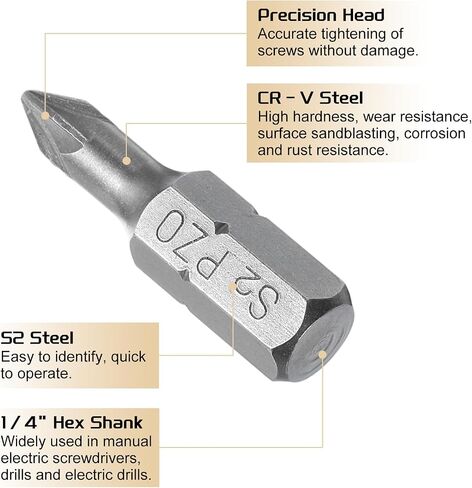 HARFINGTON 2pcs PZ3 Screwdriver Bits 1/4" Hex Shank Magnetic Head 1" Length S2 Steel Phillips Slotted Drill Bits for Repair Work Electric Screw Driver in Saudi Arabia