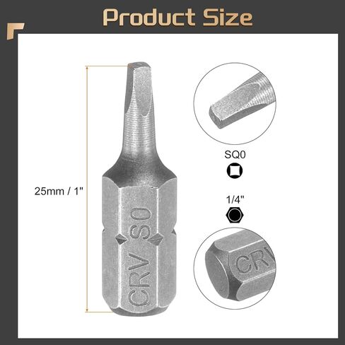 Harfington 5pcs قطع مفك البراغي المربع مربع 1/4 "Hex Shank SQ3 Magnetic Head 1" طول CR-V الفولاذ مثقل لبرنامج تشغيل لإصلاح العمل الكهربائي برغي كهربائي in Saudi Arabia