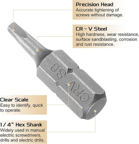 Harfington 5pcs قطع مفك البراغي المربع مربع 1/4 "Hex Shank SQ3 Magnetic Head 1" طول CR-V الفولاذ مثقل لبرنامج تشغيل لإصلاح العمل الكهربائي برغي كهربائي in Saudi Arabia