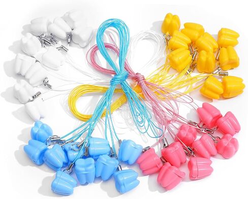 Teeth Saver Necklace 40 Pack Milk Tooth Storage Box Tooth Fairy Box Lost Teeth Holder Container Colorful Lovely Tooths Necklace Cases for Kids Keepsake Ornaments Treasure Party Supply Accessories in Saudi Arabia