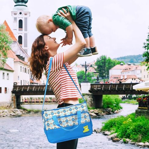 5Pcs Diaper Bag Tote Set,Large Mommy Bag with Portable Nappy Changing Pad,Pacifier Case,Travel Baby Bags for Mom in Saudi Arabia