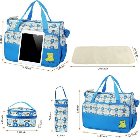 5Pcs Diaper Bag Tote Set,Large Mommy Bag with Portable Nappy Changing Pad,Pacifier Case,Travel Baby Bags for Mom in Saudi Arabia