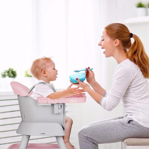 كرسي مرتفع 8 في 1 للرضع والأطفال الصغار، يتحول إلى مقعد معزّز لتناول الطعام، مجموعة طاولة وكرسي للأطفال، طاولة مكعبات بناء، طاولة تعلم للأطفال، صينية مزدوجة قابلة للإزالة، رمادي in Kuwait