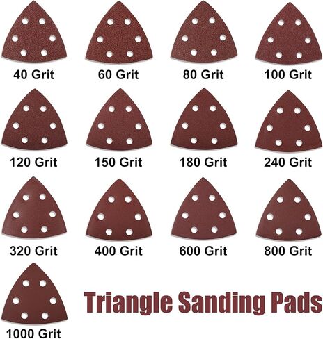 Triangle Sanding Pads 50pcs 3.5 Inch 60 Grit Oscillating Tool Woodworking Metal Sandpaper with 6 Holes Hook and Loop in Saudi Arabia