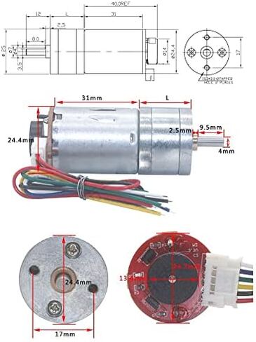 Miniature DC, Motor, Electric Gear Encoder Geared Motor, Electric 12v, JGA25-370 DC Gear Motor, for Robot Camera Rocker, 6-2000 RPM, axial Battery(12v,280) in Saudi Arabia