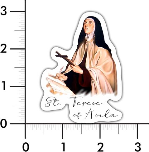 (10PCS) Saint Teresa of Avila Stickers - Christian Catholic Gift Waterproof Vinyl Sticker Decal for Laptop Water Bottle or Car 3 Inches in Kuwait