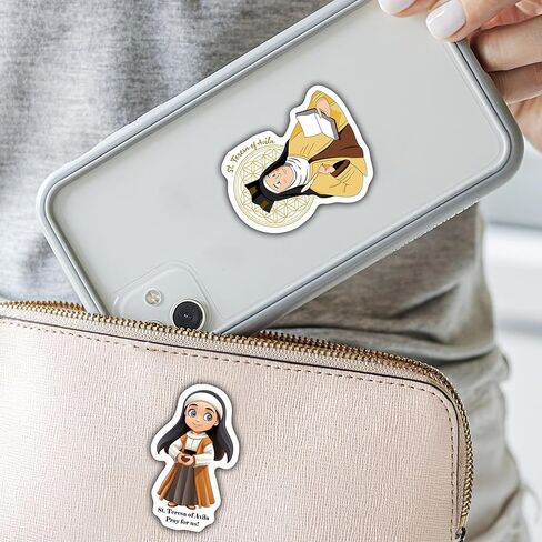 (10PCS) Saint Teresa of Avila Stickers - Christian Catholic Gift Waterproof Vinyl Sticker Decal for Laptop Water Bottle or Car 3 Inches in Kuwait