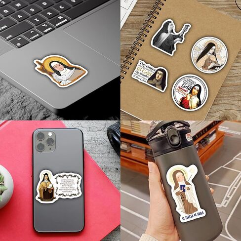 (10PCS) Saint Teresa of Avila Stickers - Christian Catholic Gift Waterproof Vinyl Sticker Decal for Laptop Water Bottle or Car 3 Inches in Kuwait