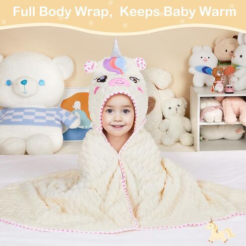 FIOBEE Toddler Bath Towel with Hood Baby Towels, 55x28 inch Large Soft Absorbent Kids Hooded Towels for 1-5 Years Old Baby Girls Boys Bath Beach Essentials Blanket, Pink Bunny in Kuwait