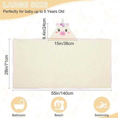 FIOBEE Toddler Bath Towel with Hood Baby Towels, 55x28 inch Large Soft Absorbent Kids Hooded Towels for 1-5 Years Old Baby Girls Boys Bath Beach Essentials Blanket, Pink Bunny in Kuwait