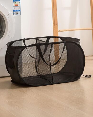 Collapsible Laundry Basket Foldable Pop-Up Mesh Hamper with Compartments and Handles, Breathable Clothes Organizer BLC733-03 in Saudi Arabia