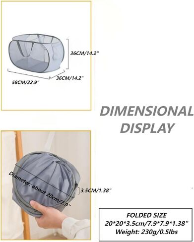Collapsible Laundry Basket Foldable Pop-Up Mesh Hamper with Compartments and Handles, Breathable Clothes Organizer BLC733-03 in Saudi Arabia