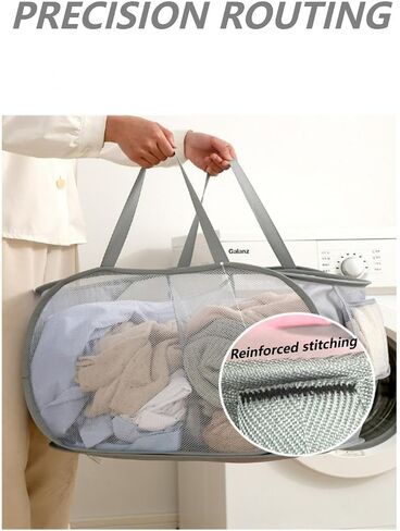 Collapsible Laundry Basket Foldable Pop-Up Mesh Hamper with Compartments and Handles, Breathable Clothes Organizer BLC733-03 in Saudi Arabia