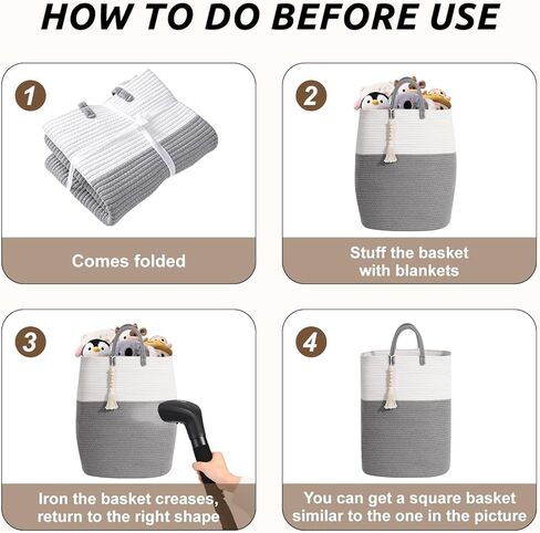 65L Woven Laundry Basket for Clothes, Large Rectangle Laundry Hampers with Beads Tassel, Nursery Storage Basket for Toys, Tall Dirty Clothes Hamper for Bedroom Aesthetic, Laundry Room Organization in Kuwait