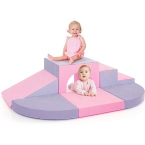 6-Piece Foam Climbing Blocks for Toddlers, Climbing Toys Indoor for Crawling, Climbing and Sliding, Baby Soft Play Set, Pink & Purple in Saudi Arabia