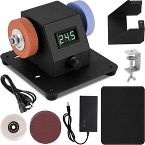 Mini Bench Grinder Polisher Machine Small Disc Sander with Sanding Platform and Polishing Wheel, Stepless Speed Control in Saudi Arabia