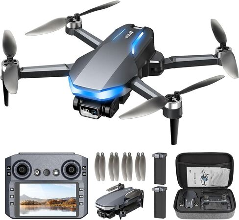 طائرة بدون طيار بنظام تحديد المواقع العالمي (GPS) مع كاميرا للبالغين، طائرة بدون طيار 2K FPV مع جهاز تحكم عن بعد بشاشة 4.5 بوصة، محرك بدون فرشاة، إرجاع تلقائي، اتبعني، اضغط على الطيران والطيران الدائري، طائرة كوادكوبتر قابلة للطي لوقت طويل للمبتدئين in Kuwait