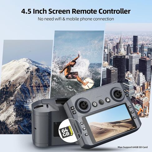 طائرة بدون طيار بنظام تحديد المواقع العالمي (GPS) مع كاميرا للبالغين، طائرة بدون طيار 2K FPV مع جهاز تحكم عن بعد بشاشة 4.5 بوصة، محرك بدون فرشاة، إرجاع تلقائي، اتبعني، اضغط على الطيران والطيران الدائري، طائرة كوادكوبتر قابلة للطي لوقت طويل للمبتدئين in Kuwait